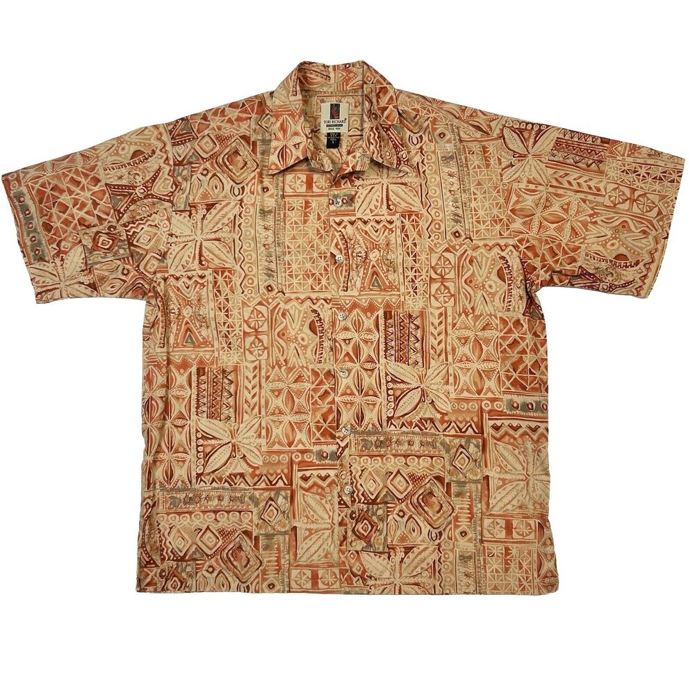 Tori Richard Honolulu Men’s Size Large Hawaiian Tropical Shirt Palm Tree Silk